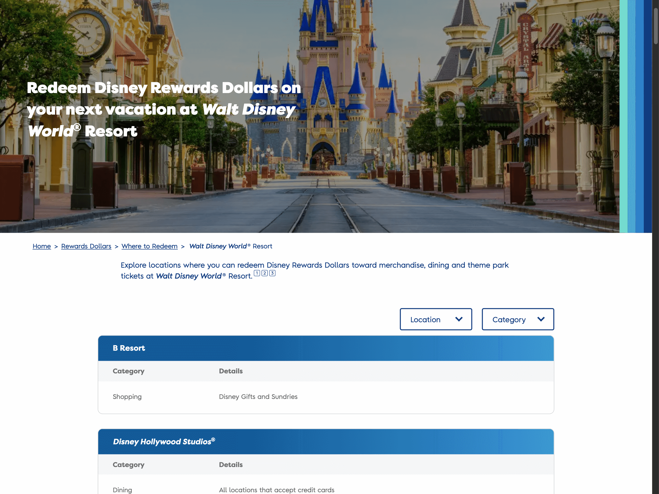 Redeem rewards locations