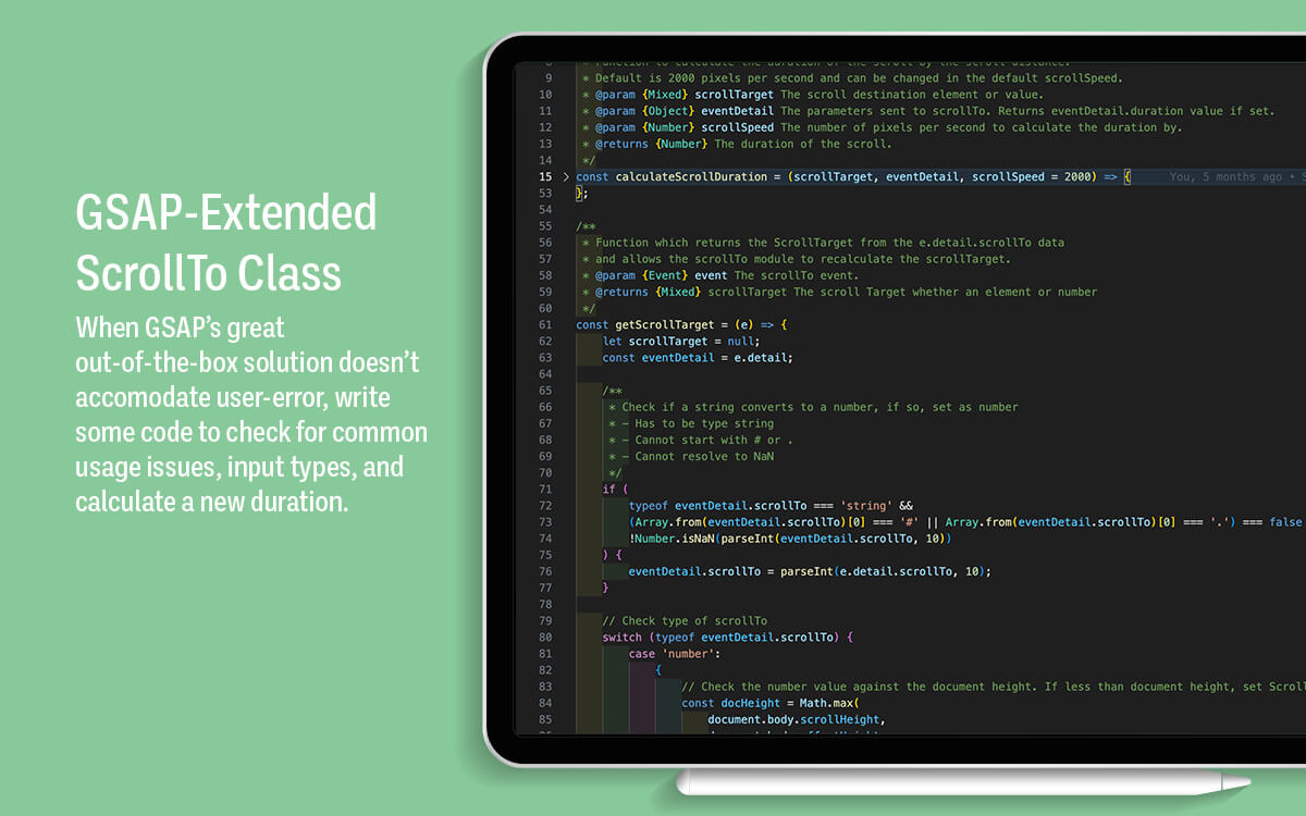 Scrollto code snippet